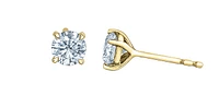 14K White Gold Lab Grown Round Brilliant Cut Diamond Solitaire Claw Set Style Earrings - Carat Total /