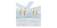 14K Yellow Gold 1.00cttw Lab Grown Pear Cut Diamond Dangle Huggie / Hoop Earrings