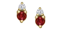 10K Yellow Gold Garnet and Diamond Earrings