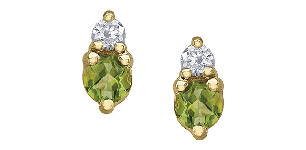 10K Yellow Gold Peridot and Diamond Earrings
