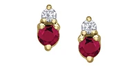 10K Yellow Gold Ruby and Diamond Earrings