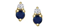10K Yellow Gold Sapphire and Diamond Earrings