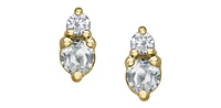 10K Yellow Gold White Topaz and Diamond Earrings