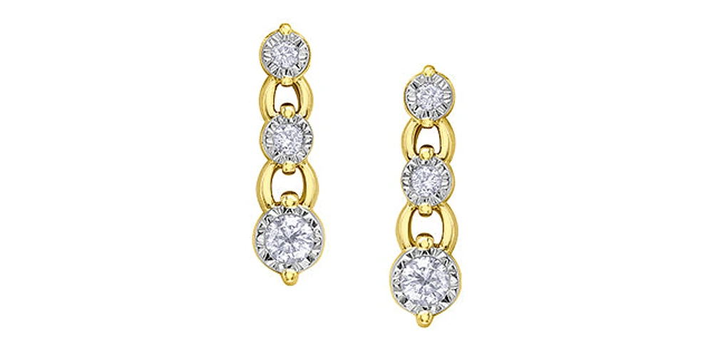 10K Yellow Gold 0.23cttw Diamond Dangle Earrings