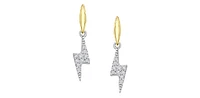 10K White & Yellow Gold 0.07cttw Diamond Lightning Bolt Earrings