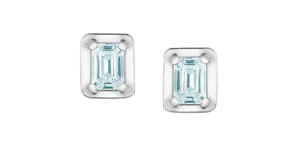 10K White Gold 0.46cttw Lab Grown Emerald Cut Diamond Earrings
