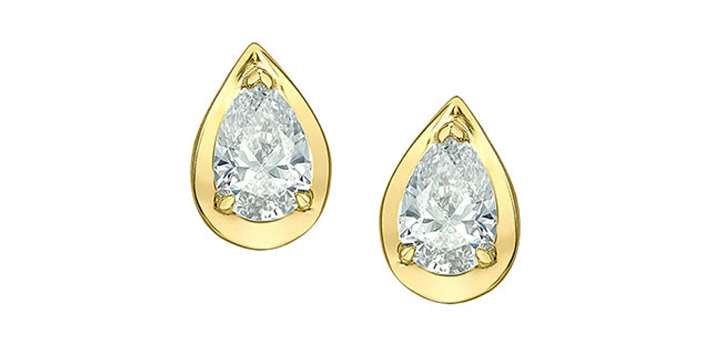10K Yellow Gold 0.46cttw Lab Grown Pear Cut Diamond Earrings
