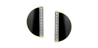 10K Yellow Gold Onyx and Diamond Earrings