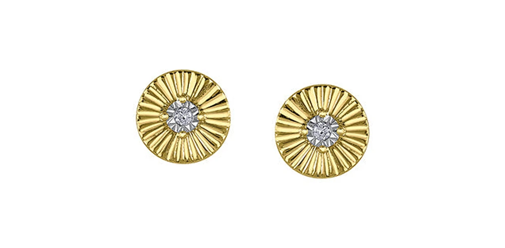 10K Yellow Gold 0.04 cttw Diamond Stud Earrings