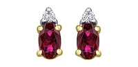 10K Yellow Gold Ruby and Diamond Studs