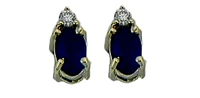 10K Yellow Gold Sapphire & Diamond Stud Earrings