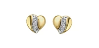 10K Yellow Gold 0.04cttw Diamond Heart Stud Earrings