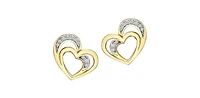 10K Yellow Gold 0.12cttw Diamond Heart Stud Earrings