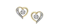10K Yellow Gold 0.03cttw Diamond Heart Stud Earrings