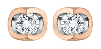 10K White and Rose Gold Diamond Solitaire Earrings 0.06cttw