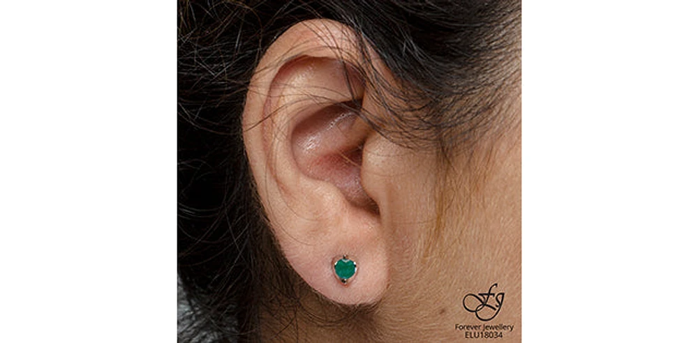 10K White Gold Genuine Emerald Earrings