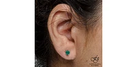 10K White Gold Genuine Emerald Earrings
