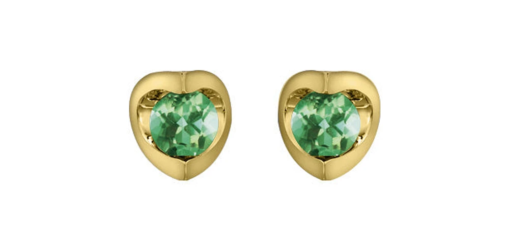 10K Yellow Gold Emerald Earring