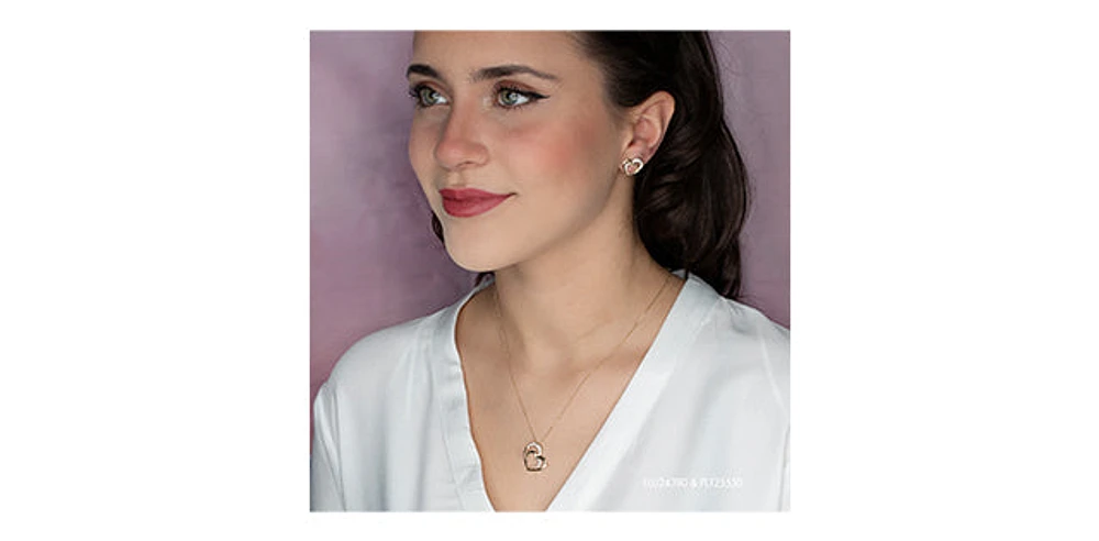 10K Yellow Gold 0.12cttw Diamond Heart Stud Earrings