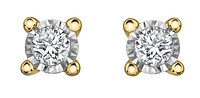 10K Yellow Gold Illusion Set Diamond Solitaire Earrings 0.04cttw