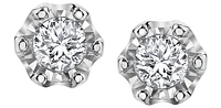 10K White Gold Illusion Set Diamond Solitaire Earrings 0.08cttw