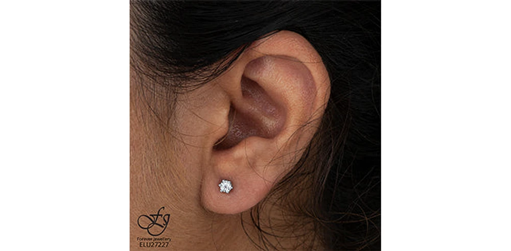 10K White Gold Illusion Set Diamond Solitaire Earrings 0.08cttw