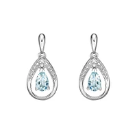 10K White Gold Aquamarine & Diamond Earrings