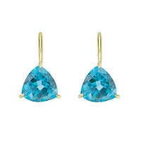 10K Yellow Gold Prong-set Trillion Blue Topaz Earrings