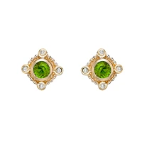 TRACKING - 10K Yellow Gold Peridot and Diamond Earrings
