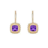 10K Yellow Gold Bezel-set Amethyst Earrings