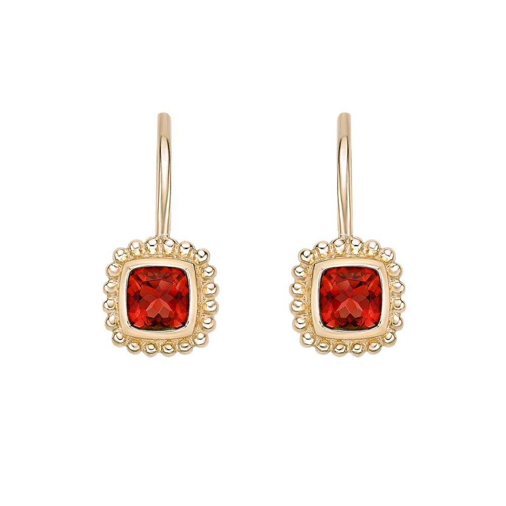 10K Yellow Gold Bezel-set Garnet Earrings
