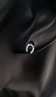 14K White Gold 0.06 cttw Diamond Horseshoe Earrings
