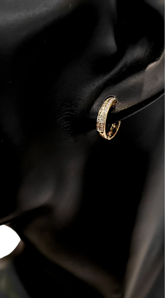14K Yellow Gold 0.17 cttw Diamond Hoop Earrings