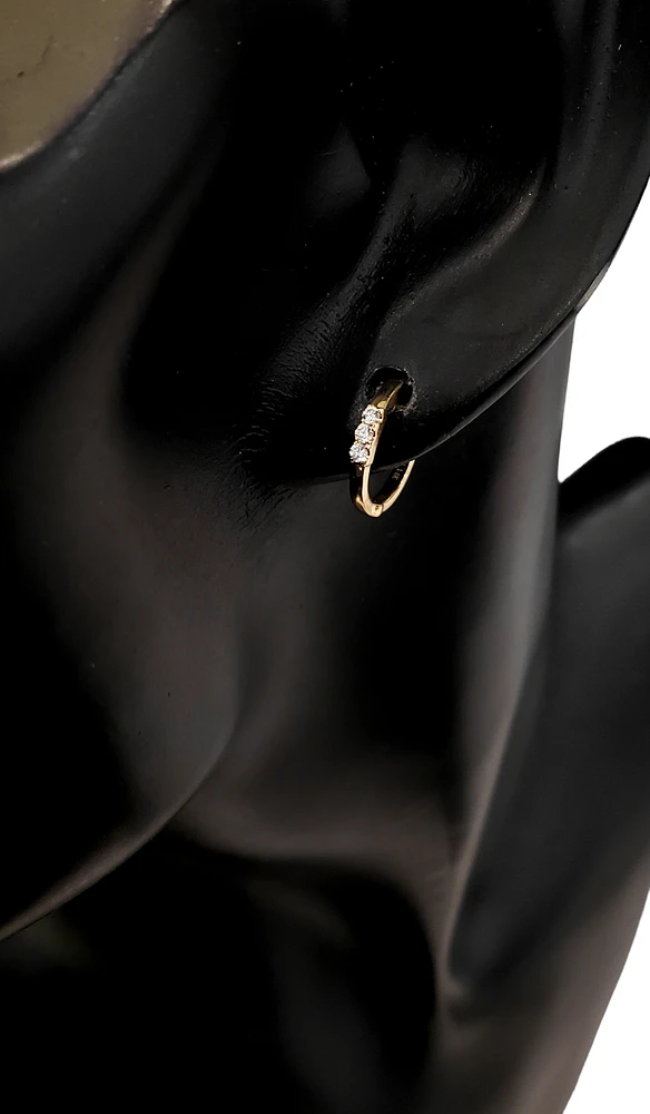14K Yellow Gold cttw Diamond Hoop Earrings
