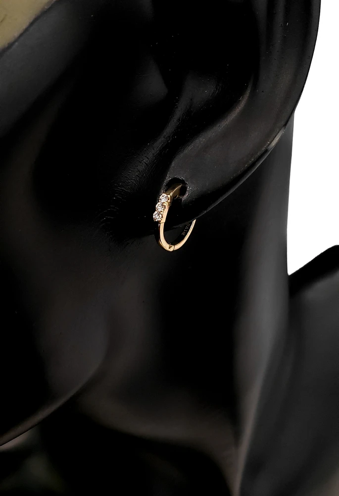 14K Yellow Gold cttw Diamond Hoop Earrings