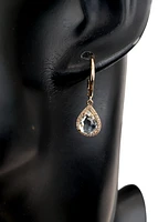 14K Yellow Gold Diamond and Aquamarine Earrings