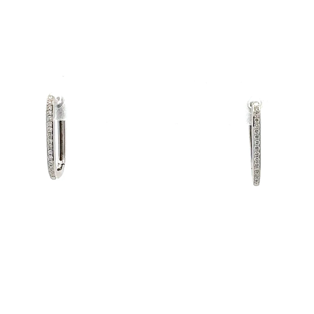 10K White Gold cttw Diamond Square Hoop Earrings