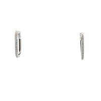 10K White Gold cttw Diamond Square Hoop Earrings