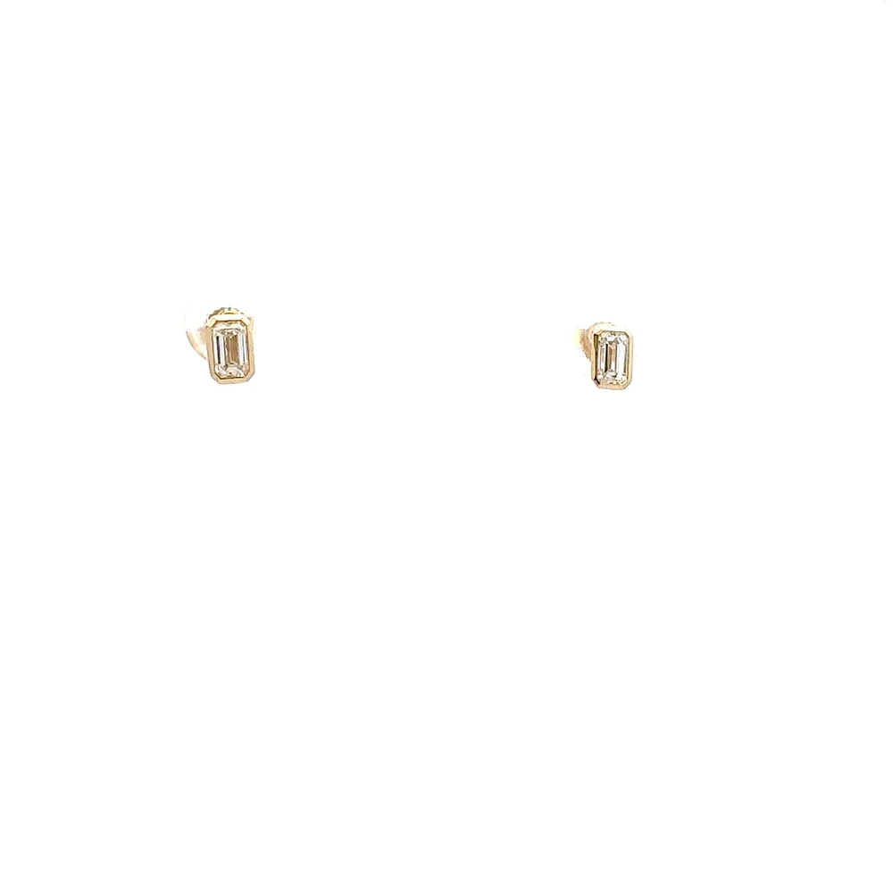 10K Lab Grown Diamond Bezel Stud Earrings - Gold / Pear