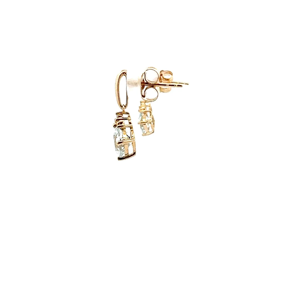 10K Gold Prong-set Aquamarine Earrings with Diamond Accent - White gold