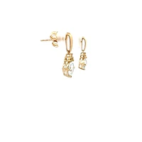 10K Gold Prong-set Aquamarine Earrings with Diamond Accent - White gold