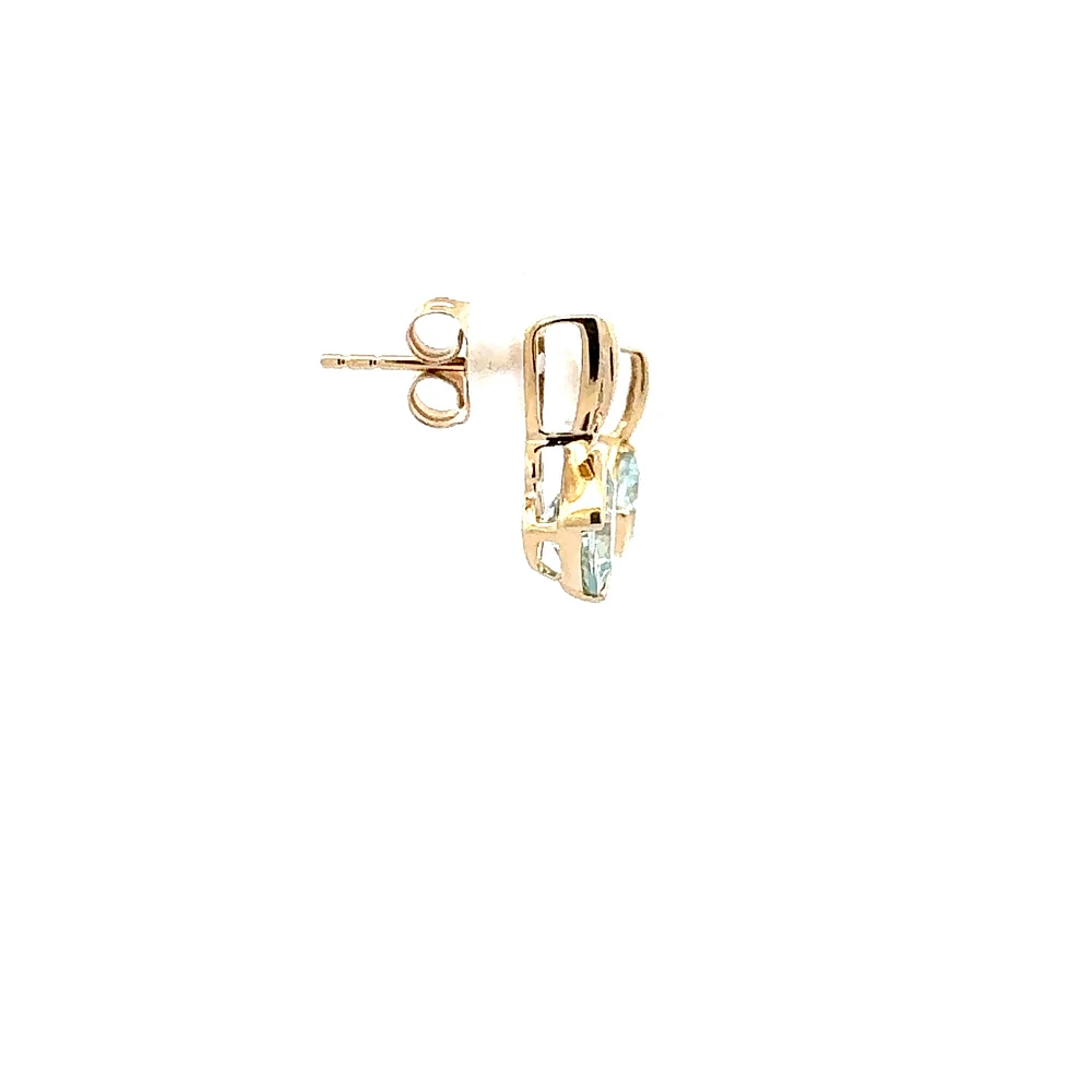 10K Gold Aquamarine & Diamond Earrings - yellow gold