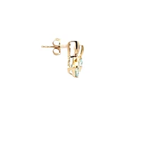 10K Gold Aquamarine & Diamond Earrings - yellow gold