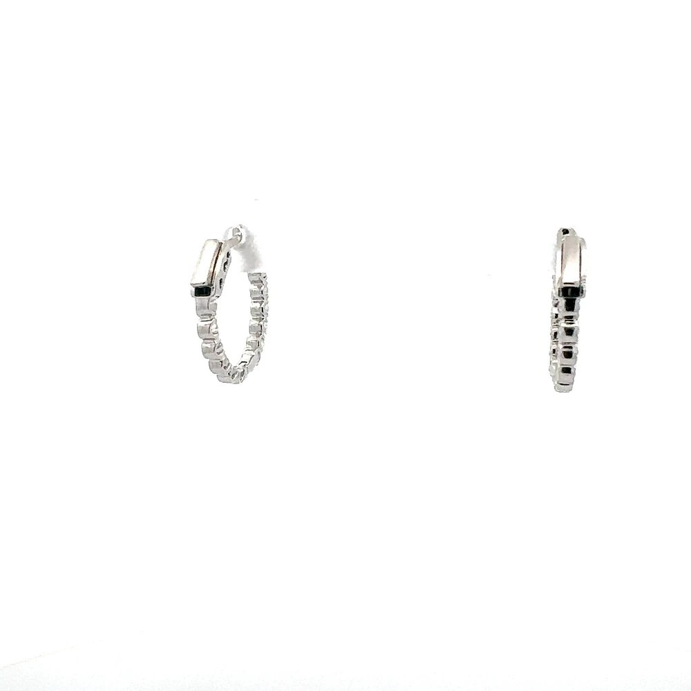10K White Gold 0.50cttw Lab Grown Diamond Huggie / Hoop Earrings