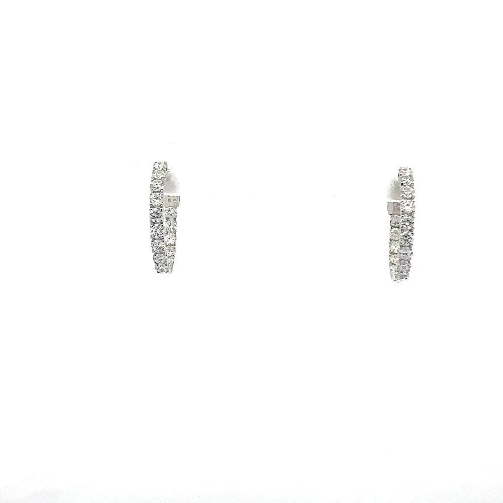 10K White Gold 0.50cttw Lab Grown Diamond Huggie / Hoop Earrings