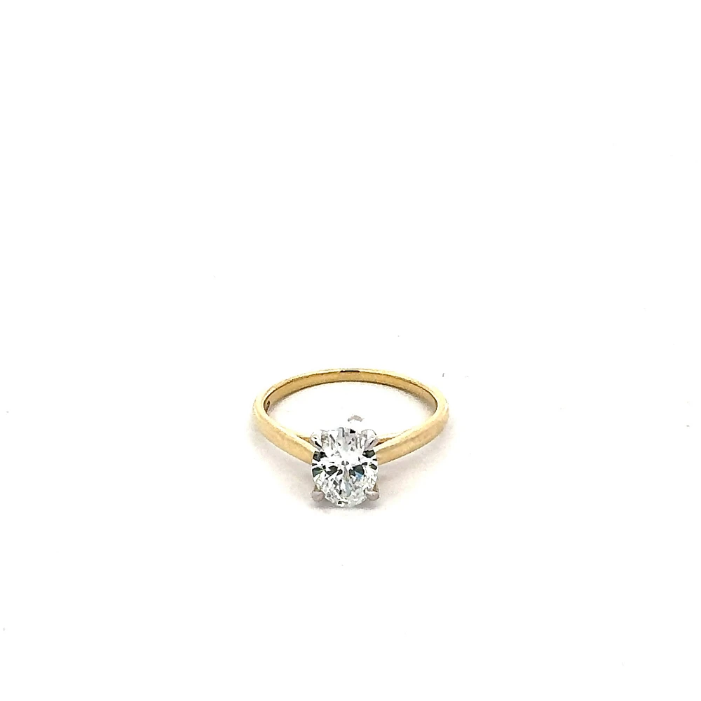 14K Yellow Gold 1.00cttw Lab Grown Oval Diamond Engagement Ring - /