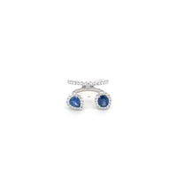 14K White Gold cttw Blue Sapphire and White Diamond Ring