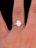 14K Yellow Gold 1.00cttw Lab Grown Oval Diamond Engagement Ring - /