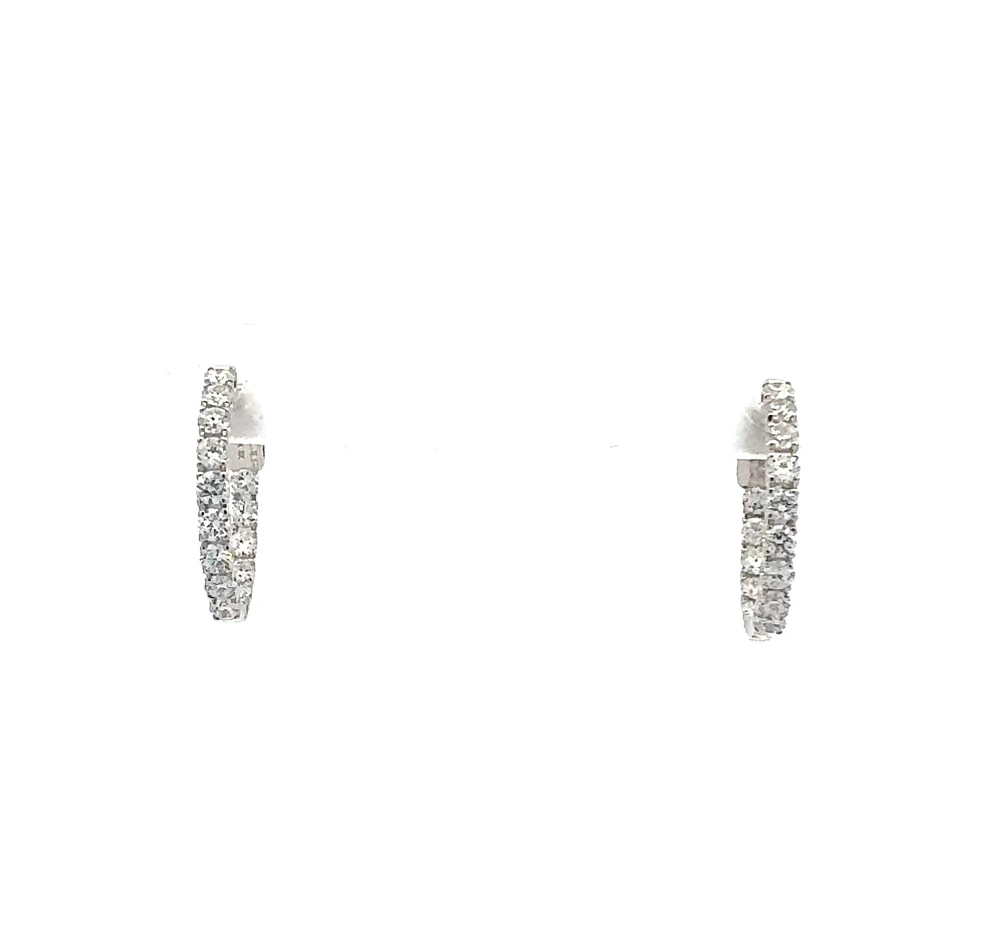 10K White Gold 0.50cttw Lab Grown Diamond Huggie / Hoop Earrings