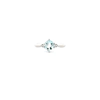 10K White Gold 0.76cttw Cushion Cut Aquamarine and 0.008cttw Diamond Ring - White gold / 4